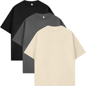 T-shirts personnalisés à prix de gros, coupe décontractée, 3 pièces, coton lourd 280g, manches courtes, style streetwear - Product Image 1