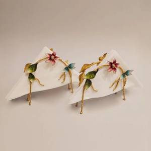 Sets Of 2 Aluminum Metal Flower Design Gold Plated Napkin <b>Holder</b> Premium Selling Product Classic Home - Product Image 5