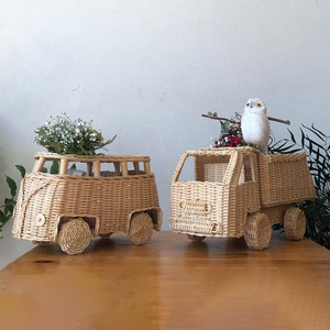 Top trending sustainable vehicle toys for kids rattan toy bus small kids role play camper vans - Product Image 3