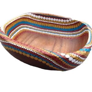 Tazón de Madera de Mango Premium Hecho a Mano con Impresión Esmaltada, Esencial para el Iftar de Ramadán - Product Image 3