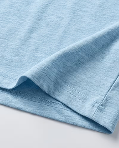 Men's V-Neck Short Sleeve Solid Light Blue Cotton T-Shirt Regular Fit Casual Breathable Jersey Knitted - Product Image 5