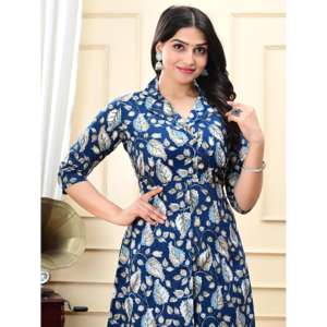 ชุดสูทสัลวาร์สไตล์ลำลองสำหรับผู้หญิงจาก Aarti Fashion ผ้าเนื้อนุ่ม แขนสามส่วน ปกคอพับได้ ใส่ได้ทุกฤดู - Product Image 4