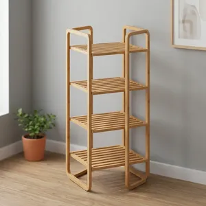 Estante de Almacenamiento de Bambú de 4 Niveles, Estante Independiente Minimalista, Organizador que Ahorra Espacio para Baño - Product Image 2