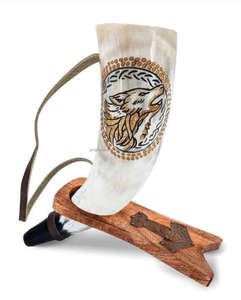 Corne à boire Viking authentique de meilleure qualité, sculptée à la main, corne de buffle polie, style religieux écologique au prix de gros - Product Image 1