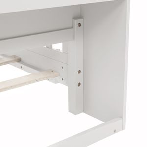 Letto per bambini in legno di pino bianco con luce LED a sensore di movimento, testiera con libreria e sponde di protezione - Product Image 6
