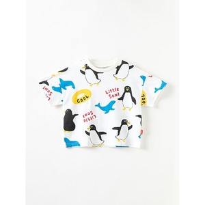Camiseta Infantil Coreana OZKIZ con Diseño de Pingüino, 100% Algodón, Estampado de Dibujos Animados, Moda de Verano para Niños de 2 a 7 Años, Venta al Por Mayor - Product Image 1