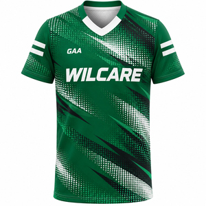 Men's White Blue Sublimation Printed V Neck Jersey Sublimation printed V neck jersey Men's white blue <b>leisurewear</b> GAA style - Product Image 3