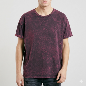 Men Oversized Crew Neck T-Shirt Solid Color Washed Cotton Loose Fit Short Sleeve Plain Dyed Top All Seasons Wear - Product Image 4