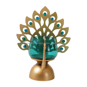 เชิงเทียนนกยูงทำด้วยมือแบบพรีเมี่ยมพร้อมแก้วสำหรับงานแต่งงานบ้านสุดหรู - Product Image 5