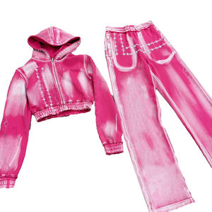Ensemble de survêtement sportif pour femme en polyester/coton, motif écossais vintage, 2 pièces, qualité supérieure, dernière collection, prix promotionnel - Product Image 1