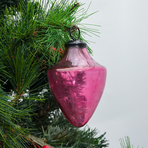 Ornement de Noël en verre rose vintage en forme de cône, élégante décoration suspendue en forme de goutte pour arbre de Noël, vente en gros - Product Image 3