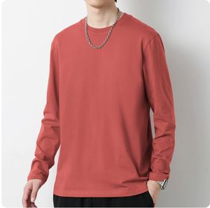 Camiseta de Manga Larga de Algodón Puro para Hombre, Camiseta Interior Blanca Sólida, Camiseta de Cuello Redondo - Product Image 5