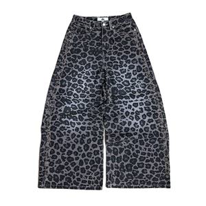 Jeans Anchos de Cintura Alta con Estampado Animal Personalizado, Ligeros, Unisex, Casuales, Impermeables y Transpirables - Product Image 1