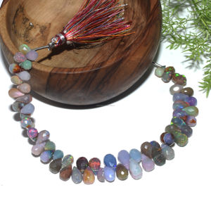 Perles de pierres précieuses en opale éthiopienne naturelle en forme de larme à facettes 7x4 à 10x6 MM 6 pouces bon brin de pierres précieuses pour la fabrication de bijoux - Product Image 1