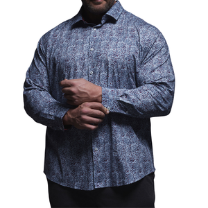 Camisa de algodón abotonada sólida con estampado de manga larga de corte regular para hombre de talla grande Casual Formal Color personalizado muestra gratuita al por mayor - Product Image 2