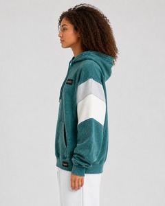 Sweat à capuche pour femme de qualité supérieure, effet délavé, fabriqué en tissu premium, coupe confortable, capuche avec cordon de serrage et poche avant, style décontracté. - Product Image 5