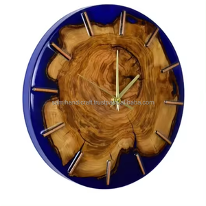 Horloge murale de salon moderne en résine époxy bois d'acacia Mouvement à quartz à face unique Décoration de Noël personnalisée style rivière - Product Image 4