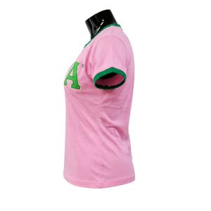 เสื้อยืดสีชมพูเขียว แขนสั้น แต่งขอบตัดสี สำหรับผู้หญิง สไตล์ลำลอง แฟชั่นสตรีทแวร์ เสื้อผ้าผู้หญิงทันสมัย ขายส่ง - Product Image 2