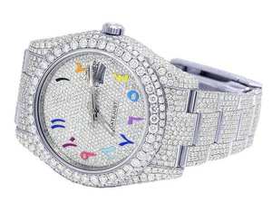 นาฬิกาข้อมือผู้ชาย BOJ R.O.L.E.X.05 ตัวเลขแบบอารบิก เพชรโมอิสซาไนต์ VVS หรูหรา แฟชั่น ออโตเมติก อนาล็อก ตัวเรือนเหล็กกล้า ระบบจักรกล ประดับเพชร สไตล์ฮิปฮอป - Product Image 3