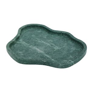Irregular Shape Marble <b>Decorative</b> <b>Plate</b> Green Stone Jewelry Display Tray Oriental Style Vanity Organizer Wedding Table Decor - Product Image 5