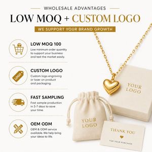 เครื่องประดับกันน้ำและไม่หมอง 14K PVD ทองคำ สร้อยคอรูปหัวใจพอง  ทำจากสแตนเลสสตีลสำหรับผู้หญิง - Product Image 5