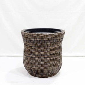 Maceta Moderna de Mimbre Sintético Marrón Oscuro con Base Metálica para el Hogar - Product Image 2