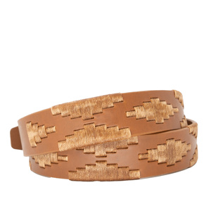 Cinturón de Cuero Vacuno Personalizado OEM con Hebilla de Hierro, Diseño Casual Bordado, Ajustable y de Alta Durabilidad para Hombres y Mujeres - Product Image 4