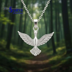 Collar con Colgante de Paloma Voladora de Plata de Ley 925, Collar con Amuleto de Paloma de la Paz, Joyería Animal Hecha a Mano, Regalo para Mujeres y Hombres - Product Image 4