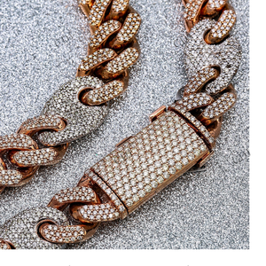 19MM 21" 925 Sterling Silver Men's <b>Necklaces</b> Chain Fully Iced Miami Cuban Link Chain Gold Plated VVS <b>D</b> Moissanite Hip Hop Chain - Product Image 2