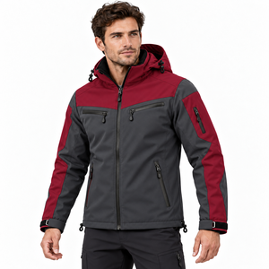 Veste Softshell d'hiver pour homme, personnalisable en usine, avec capuche amovible, doublure polaire, blocs de couleur, imperméable, pour la randonnée et les voyages en extérieur - Product Image 4