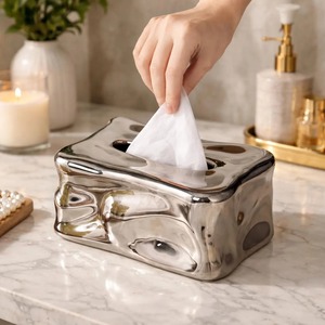 Porte-mouchoirs en céramique élégant, parfait pour la table basse, le salon, le bureau, le comptoir, la chambre et la salle de bain, décoration d'Inde - Product Image 3