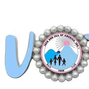 Pin de solapa Jack and Jill Blue Vote con adorno de perlas, broche de campaña, accesorio electoral llamativo - Product Image 3