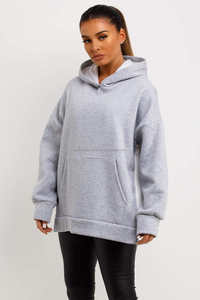 Sweat à capuche gris pour femme, grande taille, longueur intégrale, anti-plis, respirant, 100 % coton molletonné, idéal pour l'entraînement et la gym, excellente qualité - Product Image 3