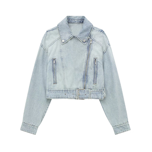 Custom women's fitted denim jacket stretch denim for fashion retailers Private Label Bulk Production US - Product Image 3