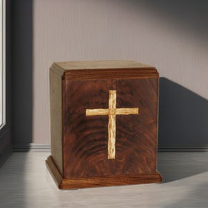 โกศเผาศพสมัยใหม่ | รูปแบบทางศาสนาที่สง่างาม | กล่องขี้เถ้าไม้เป็นมิตรกับสิ่งแวดล้อมสำหรับสัตว์เลี้ยงมนุษย์ | งานศพส่วนบุคคล - Product Image 1