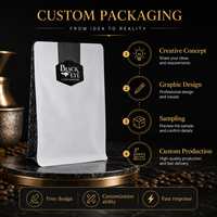 Petite commande 100 pièces MOQ, sac plat à fond plat avec logo personnalisé imprimé, blanc mat, 8 soudures latérales, conception gratuite, pochette d'emballage pour café