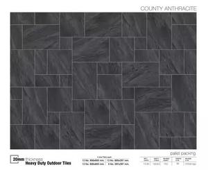 Carreaux de sol extérieurs en porcelaine de 20 mm d'épaisseur, antidérapants, de couleur anthracite, pour jardin et terrasse, résistants, imitation pierre - Product Image 4