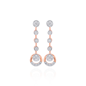 Luxury Rose Gold and Silver Long Drop <b>Earrings</b> with Sparkling Lab Grown Floral Circles and Elegant <b>Dangle</b> Design for Women - Product Image 1