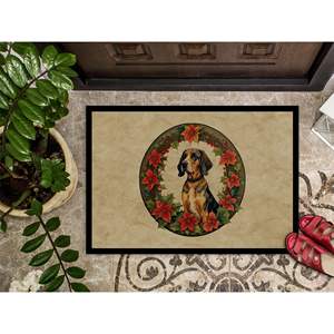 Felpudo de flores de Navidad Coonhound inglés americano antideslizante para interiores y exteriores, alfombra lavable de pila baja, alfombrilla para puerta delantera de 24H X 36W para - Product Image 3
