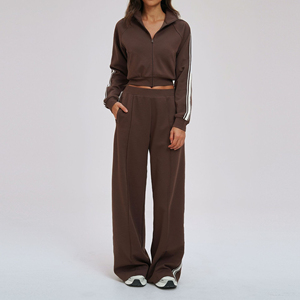 Women Tracksuit Set 2 Piece Casual Sportswear Zip <b>Jacket</b> Wide Leg Pants Striped Athletic Jogger Set Fashion <b>Workout</b> Outfit - Product Image 4