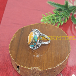 Natural Oyster Turquoise <b>Ring</b> 925 Sterling <b>Silver</b> Handmade Boho Statement Oval Gemstone Vintage Jewelry for <b>Men</b> Christmas gift - Product Image 5