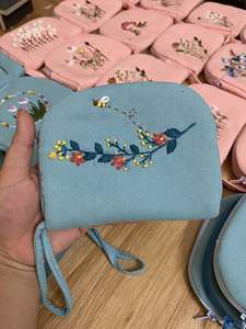 Hand Embroidered Linen Bag With Embroidery Different Colors Linen <b>Backpack</b> 100% Soft Washed Linen OEM Made in Vietnam - Product Image 4