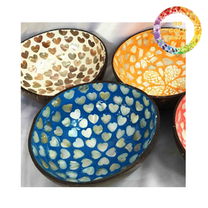 Cuenco decorativo de coco hecho a mano con incrustaciones de perlas para sets de regalo de spa, habitaciones de hotel y exhibiciones en restaurantes. - Product Image 3