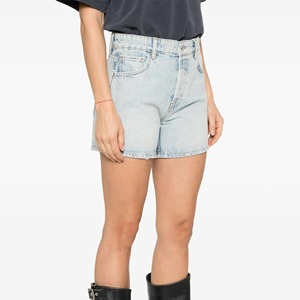 Shorts en jean skinny taille mi-haute pour femme, décontractés d'été avec fermeture boutonnée et broderie - Product Image 2