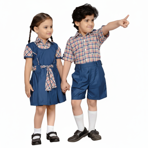 Conjunto de Uniforme Escolar Primario para Niños, Conjunto de Verano de Dos Piezas, Manga Corta, Unisex, Poliéster/Algodón - Product Image 1