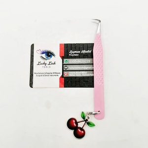 Pince à cils durable de marque privée Diamond Grip Pink Silver Tip Fiber Tip Slim Boot Pince à épiler avec breloques Pince à cils - Product Image 2