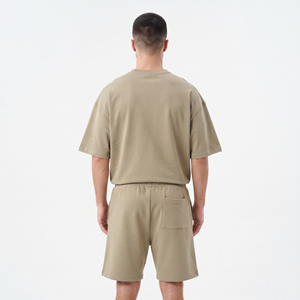 Ensemble t-shirt à manches courtes coupe ample 210 g/m² et short pour homme, 95 % polyester, 5 % élasthanne, ensemble décontracté deux pièces pour homme - Product Image 3