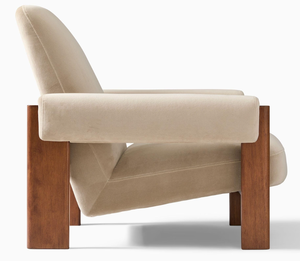 Sillón Moderno Tapizado para Sala de Estar, Sillón de Madera con Estructura de Madera Maciza, Asiento para Interiores del Hogar - Product Image 4