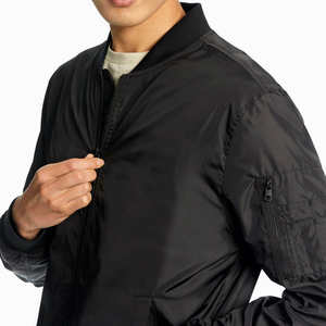 Chaqueta bomber de color negro sólido de última tendencia para hombre, ligera, cortavientos, de manga larga, con cremallera, cálida para el invierno. - Product Image 5