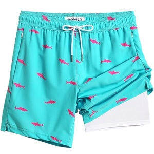 Shorts de bain pour hommes en polyester tissé avec bordure contrastante, imprimé AOP, élastique en nylon, séchage rapide, décontracté, fournisseur du Bangladesh - Product Image 4